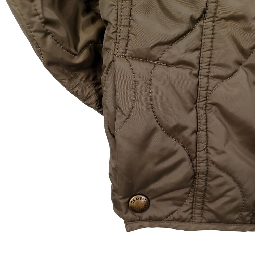 Chore Coat Grayers Andrew Quilted Jacket Mens Large Olive Green Corduroy Collar - Picture 13 of 16